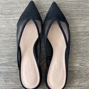 Zara Pointed Toe Mule in Black Suede